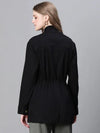 Women Solid Standard Black Full Sleeve Jacket