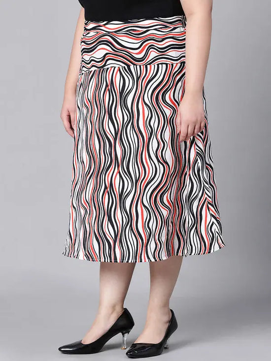 Women Plus Size Printed Elasticated Skirt