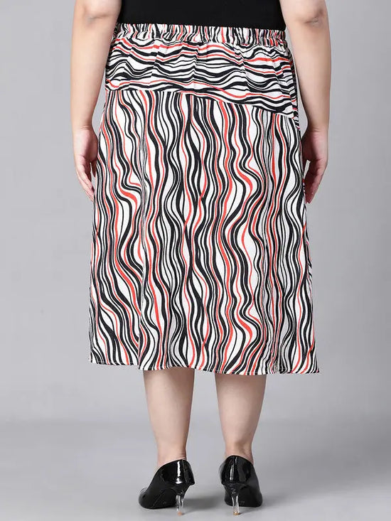 Women Plus Size Printed Elasticated Skirt