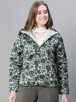 Women Printed Standard Green Full Sleeve Jacket