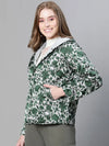 Women Printed Standard Green Full Sleeve Jacket