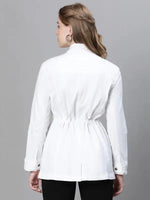 Women Solid Standard White Full Sleeve Jacket