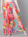 Women Multicolor Floral Print Elasticated Flared Straight Beachwear Pant