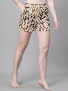 Women Brown Printed Elasticated Tie-up Beachwear Shorts