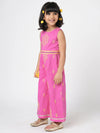 Marigold Magic Girls Pink Embroidered Jumpsuit