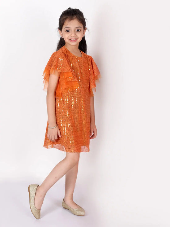 Razzle Dazzle Girls Peach Sequins Party Dress