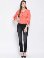 Coral Bright Stylized Women’s Top