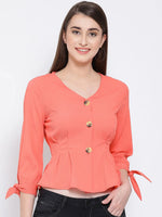 Coral Bright Stylized Women’s Top