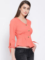 Coral Bright Stylized Women’s Top