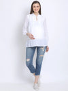 Pearl White Stylized Maternity Women Top