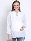 Pearl White Stylized Maternity Women Top