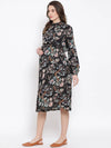 Floral Dectorial Caution Midi Maternity Dress