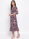 Red Paisley Print Maxi Women Dress