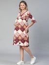 Women floral print ruffled v-neck multicolor maternity dress