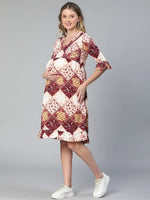 Women floral print ruffled v-neck multicolor maternity dress