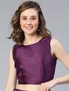 Women dupion silk purple sleeveless crop top