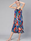 Women tropical print beachwear viscose dress