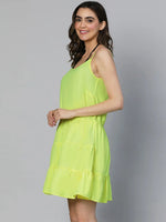 Women yellow shoulder strap polyester beachwear dress