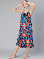 Women Tropical print multicoloral beachwear viscose dress