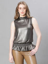 Women Black Round Neck Sleeveless Partywear Top