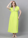 Women Green V-Neck Laced Up Elasticated Beachwear Dress