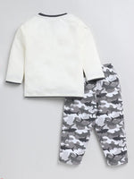 Nottie Planet Shark Printed Fancy Boys Set -Grey