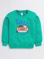 Nottie Planet Loopknit Car Printed Full Sleeve Sweatshirt For Boys - R Green