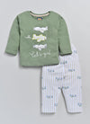 Nottie Planet Aeroplane Printed Fancy Boys Set - Ocean Green