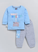 Nottie Planet Car Printed Boys Full Sleeve Fancy Set - Blue