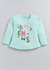 Nottie Planet Friends Printed Fancy Girls Top With Pyjama - Pista