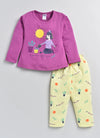 Nottie Planet Tree With Tob Printed Fancy Girl'S T-Shirt With Pyjama - Purpel