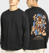 Manlino Blacked Mens Black Full Sleeve Oversized Graphic Printed T-Shirt