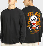 Manlino Blackout Mens Black Full Sleeve Oversized Graphic Printed T-Shirt