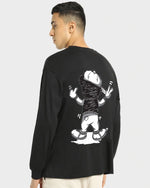 Manlino Broden Mens Black Full Sleeve Oversized Graphic Printed T-Shirt