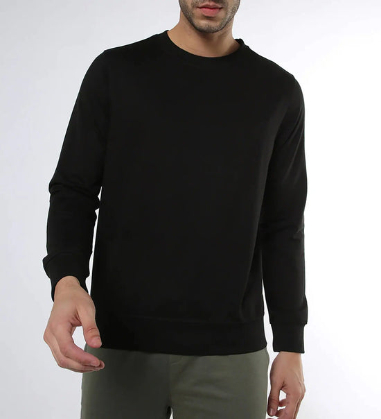 Manlino Blackout Mens Black Round Neck Regular Graphic Printed Sweatshirt