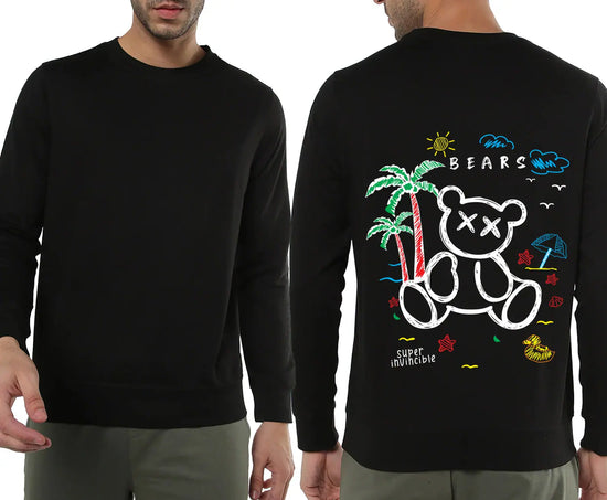 Manlino Blackout Mens Black Round Neck Regular Graphic Printed Sweatshirt