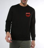 Manlino Ethix Mens Black Round Neck Regular Graphic Printed Sweatshirt