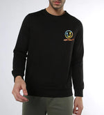 Manlino Attire Mens Black Round Neck Regular Graphic Printed Sweatshirt