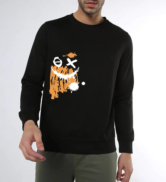 Manlino Clothesline Mens Black Round Neck Regular Graphic Printed Sweatshirt