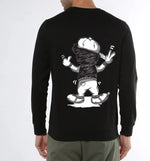 Manlino Almost Mens Black Round Neck Regular Graphic Printed Sweatshirt