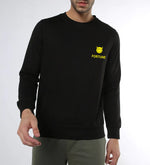 Manlino Splendid Mens Black Round Neck Regular Graphic Printed Sweatshirt