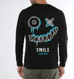 Manlino Short Mens Black Round Neck Regular Graphic Printed Sweatshirt