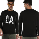 Manlino Goodgrade Mens Black Round Neck Regular Graphic Printed Sweatshirt