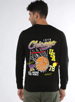 Manlino Prettywow Mens Black Round Neck Regular Graphic Printed Sweatshirt