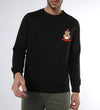 Manlino Instant Mens Black Round Neck Regular Graphic Printed Sweatshirt