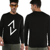 Manlino Absolute Mens Black Round Neck Regular Graphic Printed Sweatshirt