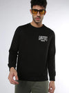 Manlino Team Mens Black Round Neck Regular Graphic Printed Sweatshirt