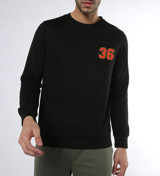 Manlino Stitch Mens Black Round Neck Regular Graphic Printed Sweatshirt-MLM(RSSWT)BLACK_21-M