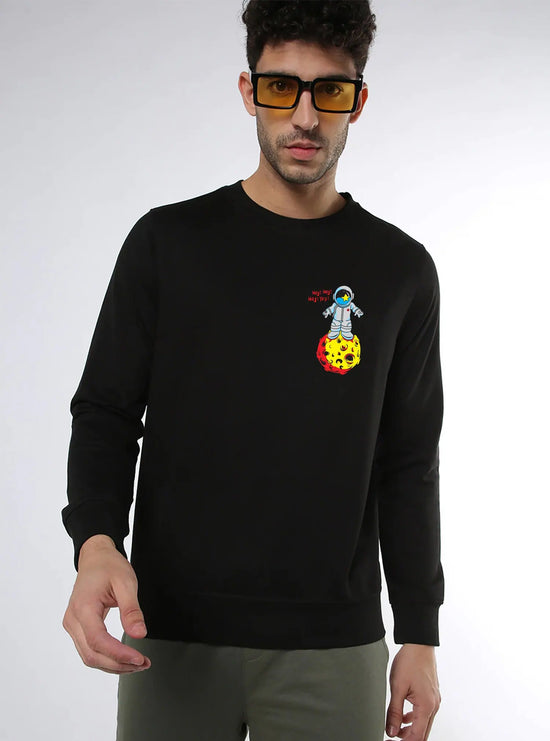 Manlino Game Mens Black Round Neck Regular Graphic Printed Sweatshirt-MLM(RSSWT)BLACK_52-M