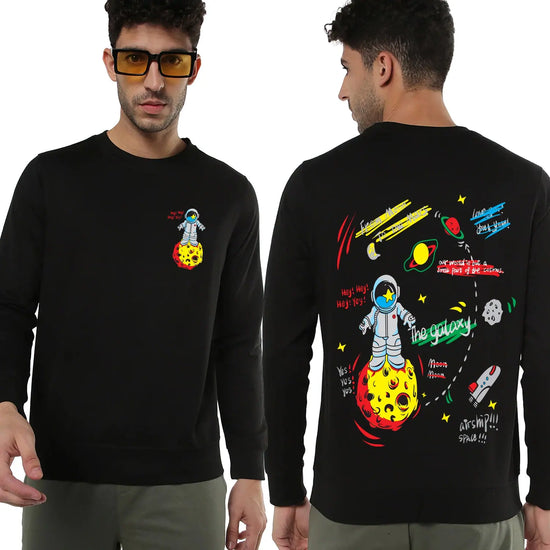 Manlino Game Mens Black Round Neck Regular Graphic Printed Sweatshirt-MLM(RSSWT)BLACK_52-M